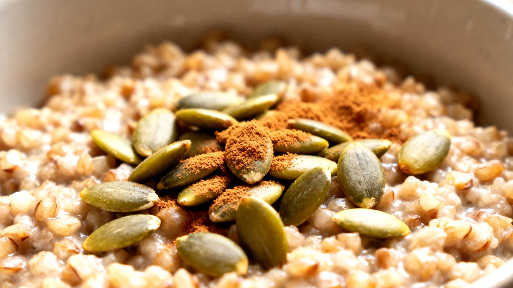 Porridge di grano saraceno con semi di zucca e cannella"